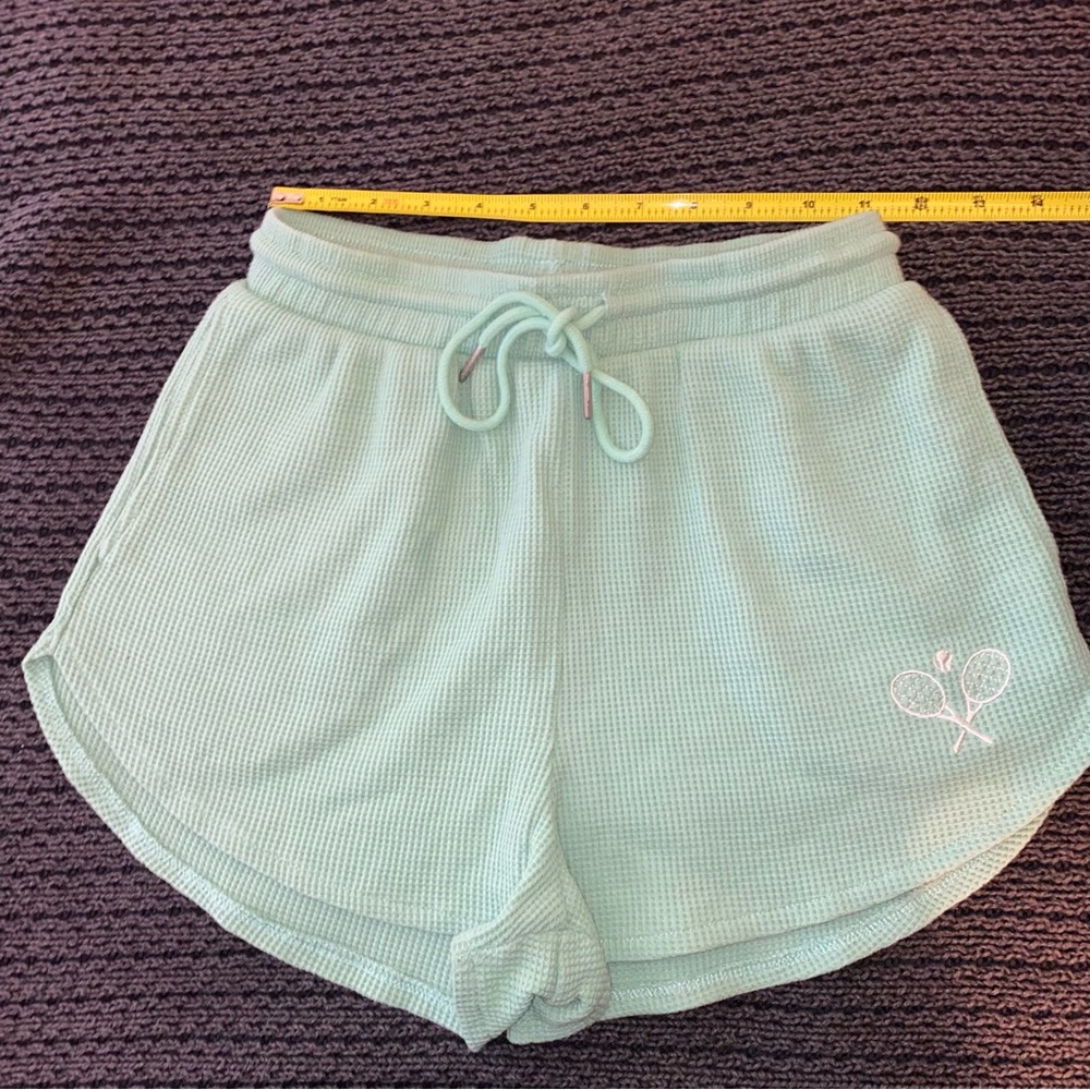 GARAGE Green Waffle Knit Tennis Shorts